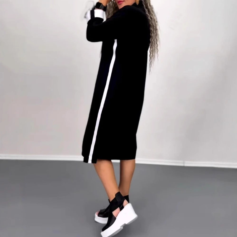 Damen Kapuzenkleid mit Taschen Farbkontrast Norvielle