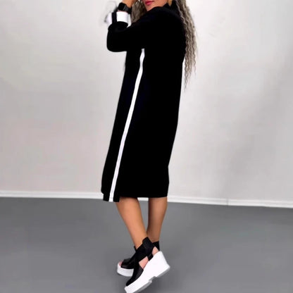 Damen Kapuzenkleid mit Taschen Farbkontrast Norvielle