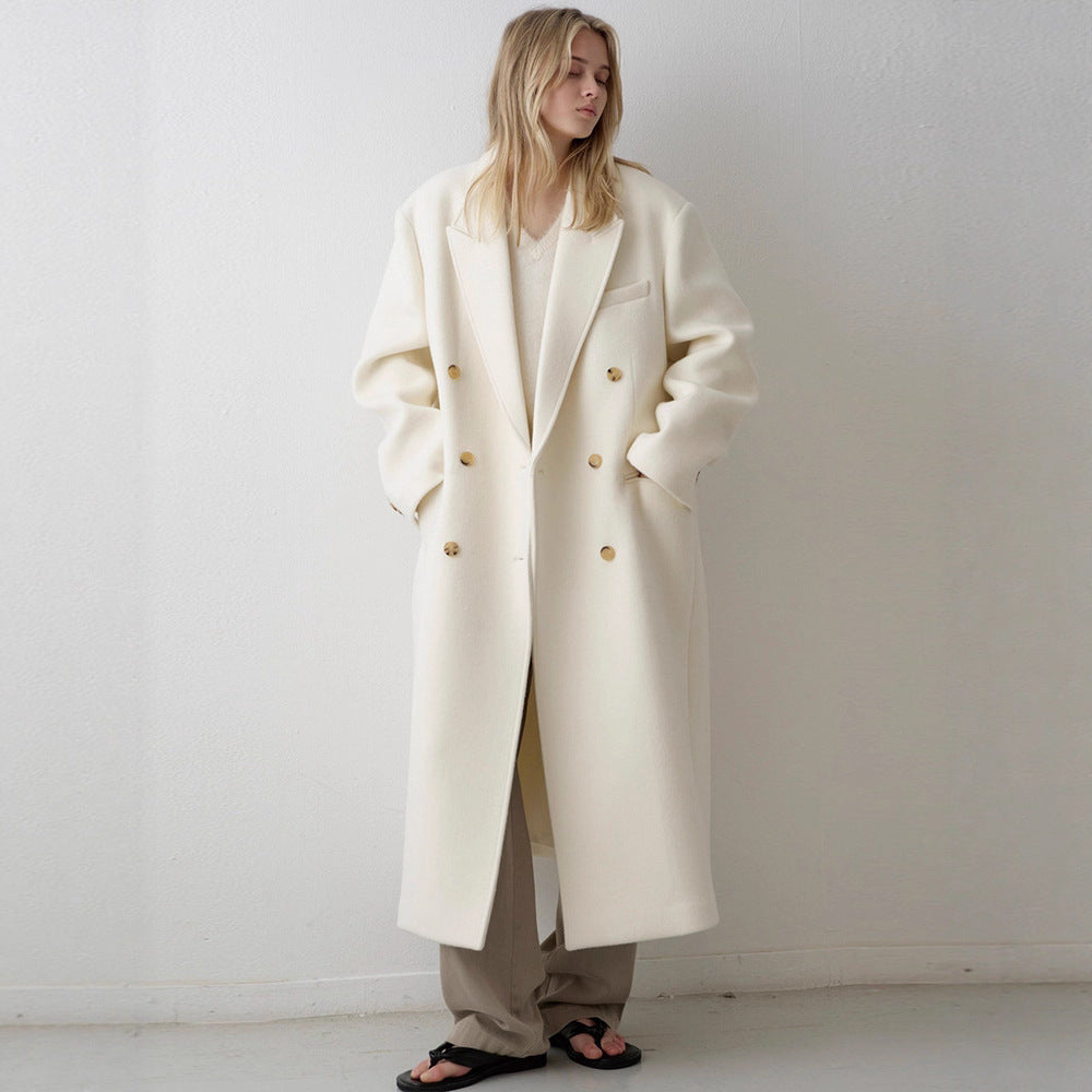Damen Oversized-Mantel Doppelter Knopf Norvielle Lang