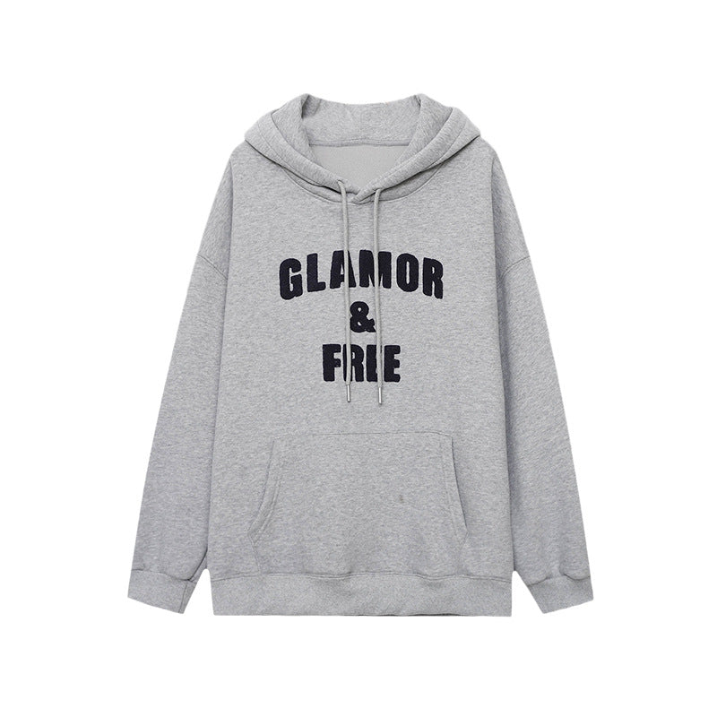 Damen Kapuzenpullover Lässiger Schnitt Mit Schriftzug Beige