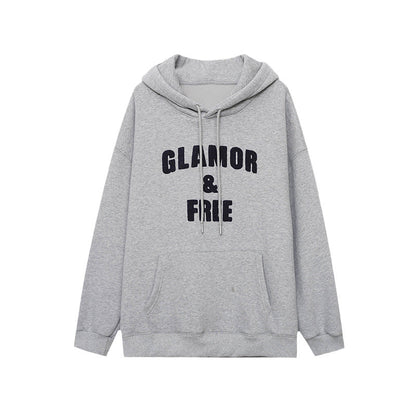 Damen Kapuzenpullover Lässiger Schnitt Mit Schriftzug Beige
