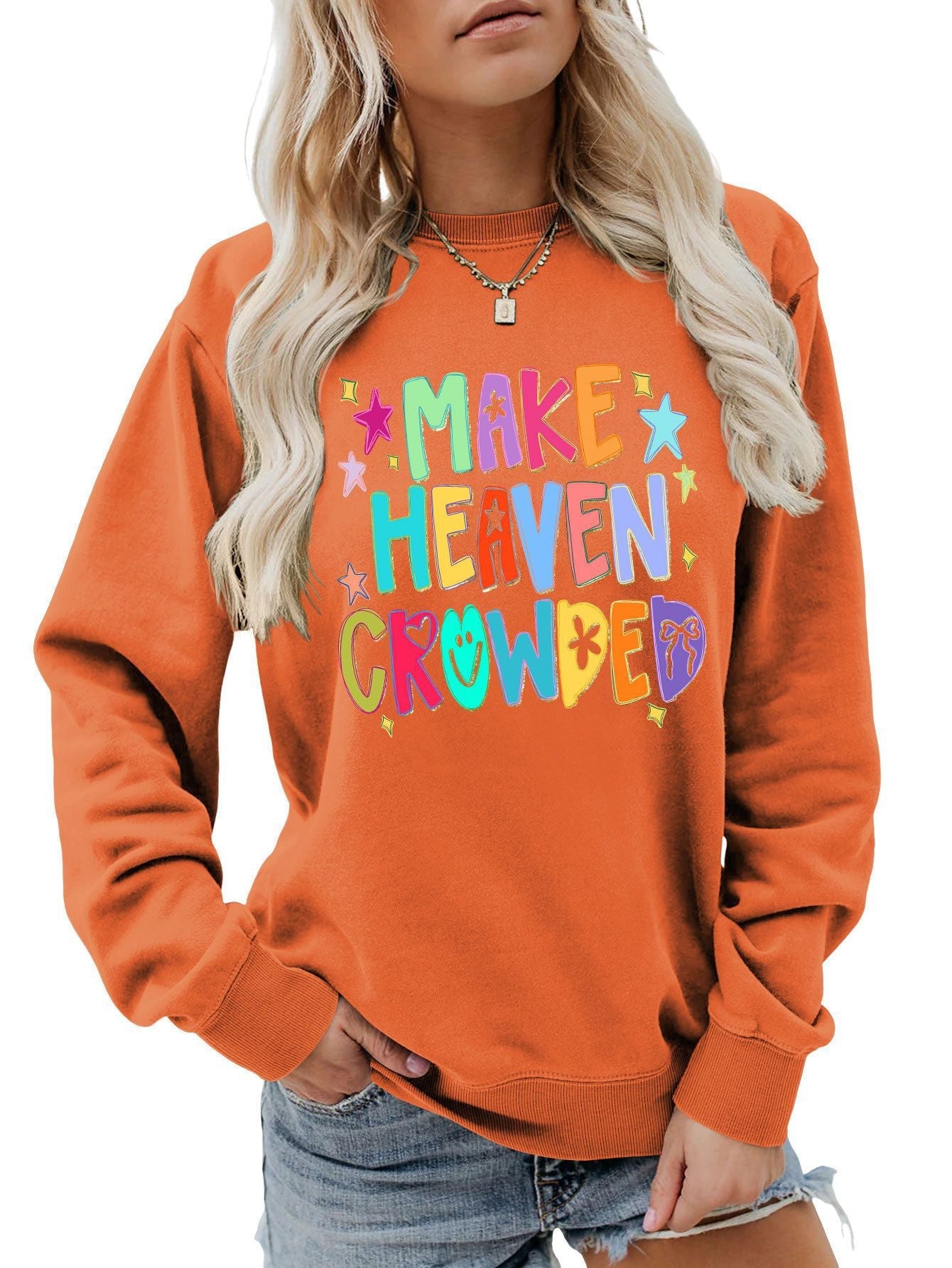 Damen Sweatshirt Bunt Motiv Verspielt Norvielle