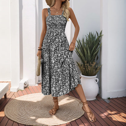 Damen Maxikleid Floralmuster Elastischer Taillengürtel Norvielle