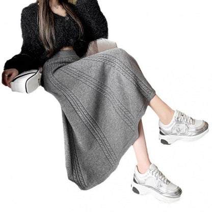 Damen Strickrock Midi aus Norwolle