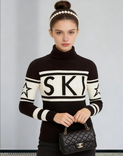 Damen Pullover Hochkragen Ski-Design Norvielle