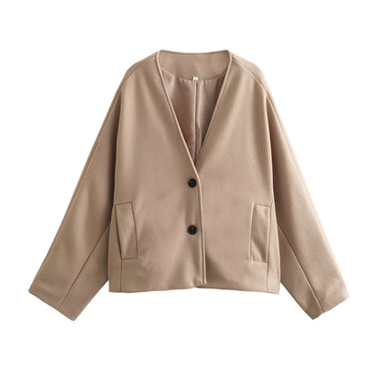 Damen Kurzjacke Elegant Schnitt Taschen Norvielle