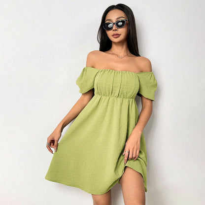 Damen Sommerkleid Off-Shoulder Puffärmel Seitenschlitz Norvielle - Norvielle