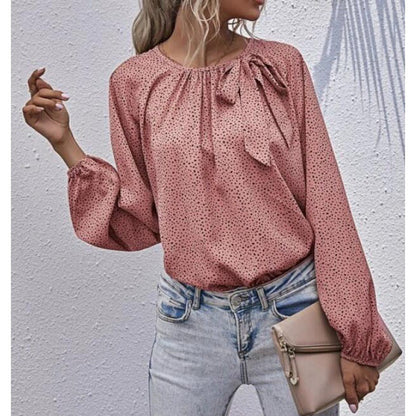 Damen Bluse Rüschendetail Allover-Muster Norvielle