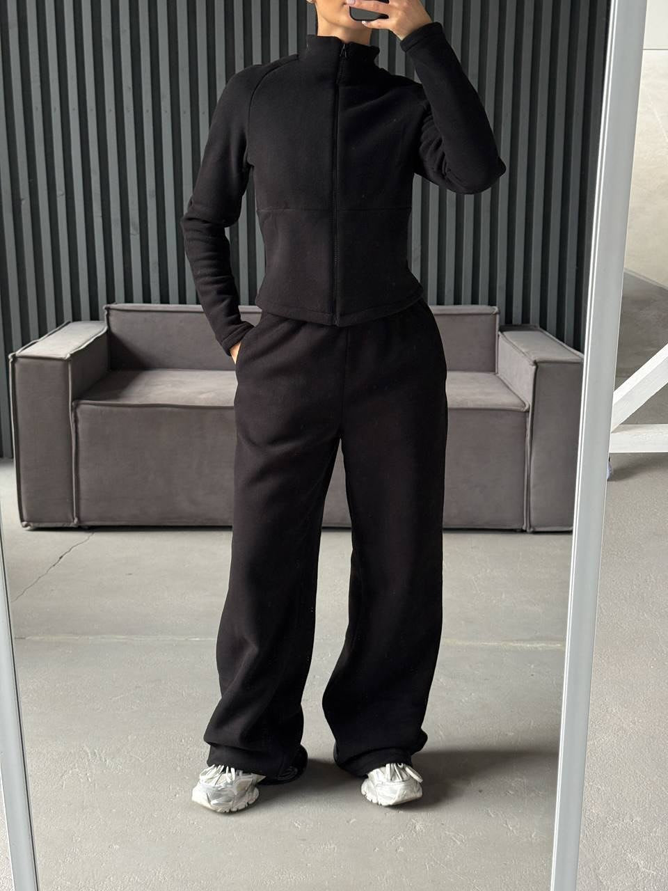 Damen Fleece-Jogginganzug Hochkragen Praktische Taschen Norvielle