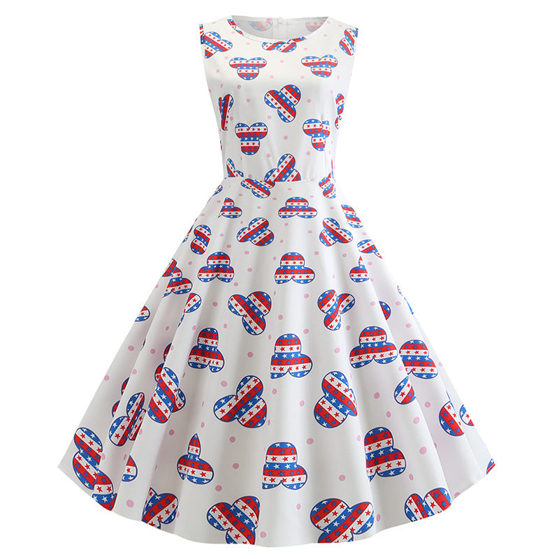 Damen Retro Swingkleid Fröhliches Motiv Schwingender Rock - Norvielle