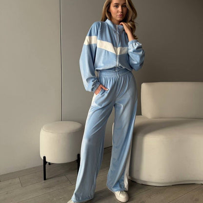 Damen Sportanzug Fleece Trainingsanzug Voluminöse Ärmel