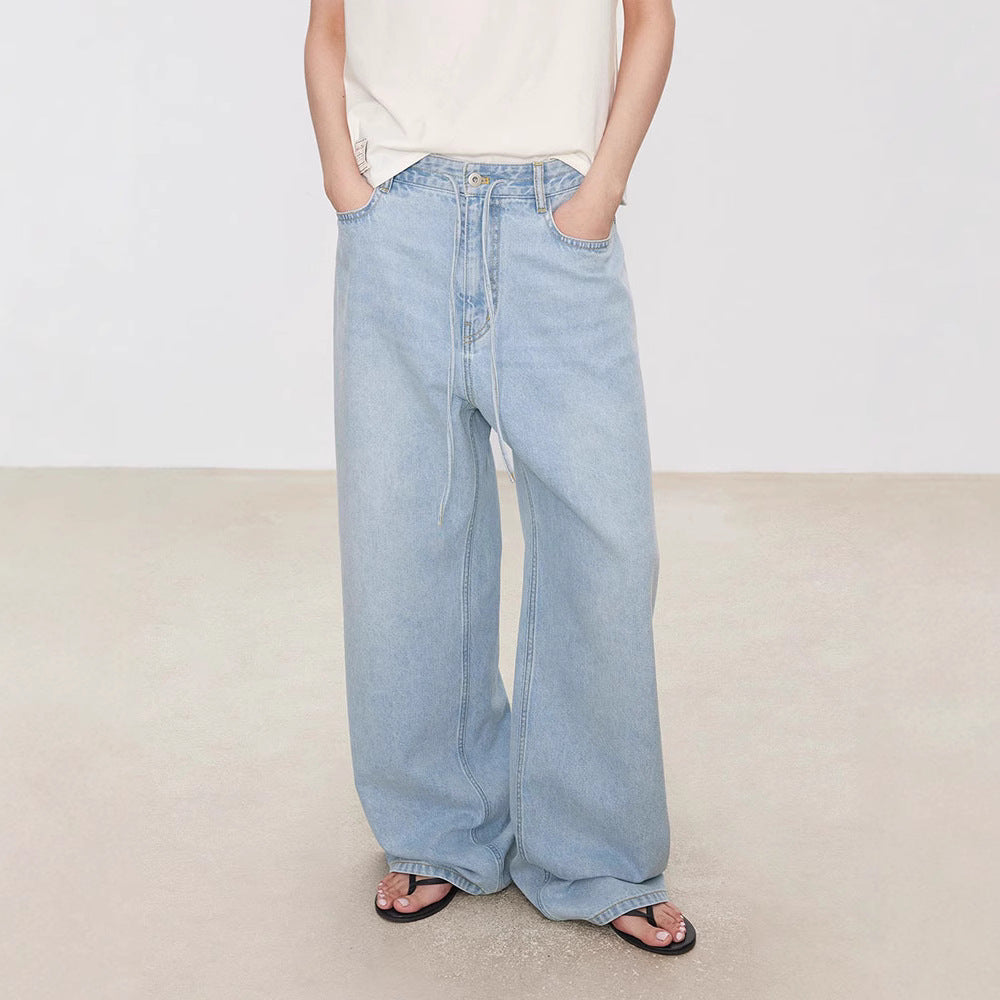 Damen Denim-Culotte Weit mit hohem Bund und Gummizug Blau - Norvielle