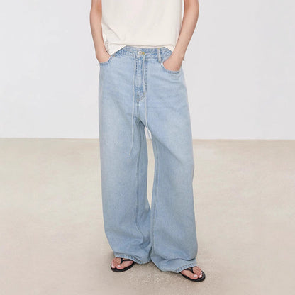 Damen Denim-Culotte Weit mit hohem Bund und Gummizug Blau - Norvielle
