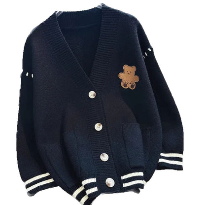 Damen Strickjacke Bärenmotiv Flauschig Norvielle