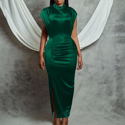 Damen Midi-Kleid Raffungen Figurbetont
