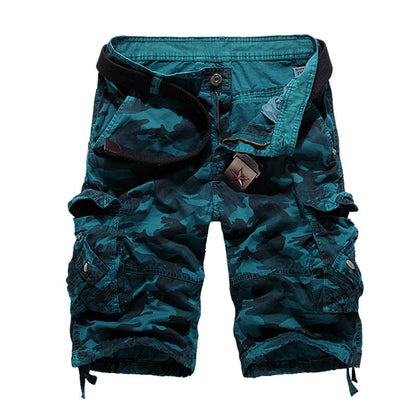 Herren Camo Cargo Shorts Mehrere Taschen Verstellbarer Bund Norvielle