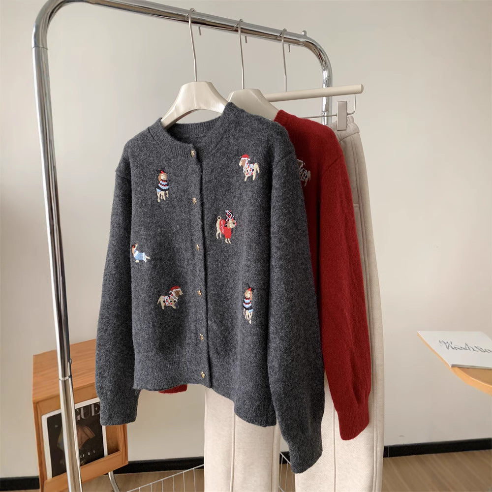 Damen Strickjacke Verspielte Applikationen Eleganter Schnitt Norvielle - Norvielle