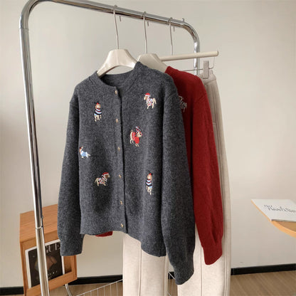 Damen Strickjacke Bunt Stickdesign Eleganter Schnitt - Norvielle