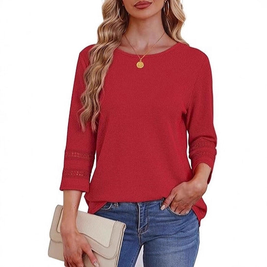 Damen Longsleeve-Oberteil Spitzen-Details Norvielle