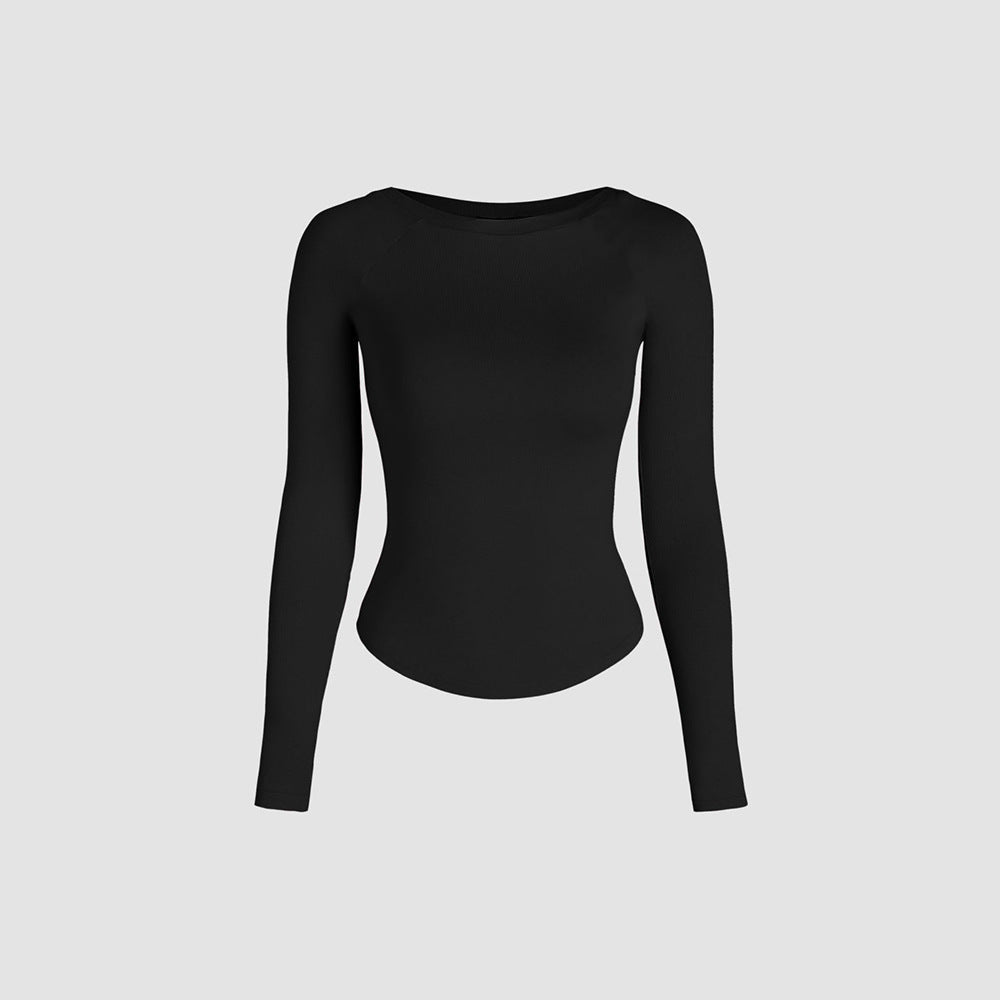 Damen Langarmshirt Figurformend Rundhalsausschnitt Norvielle