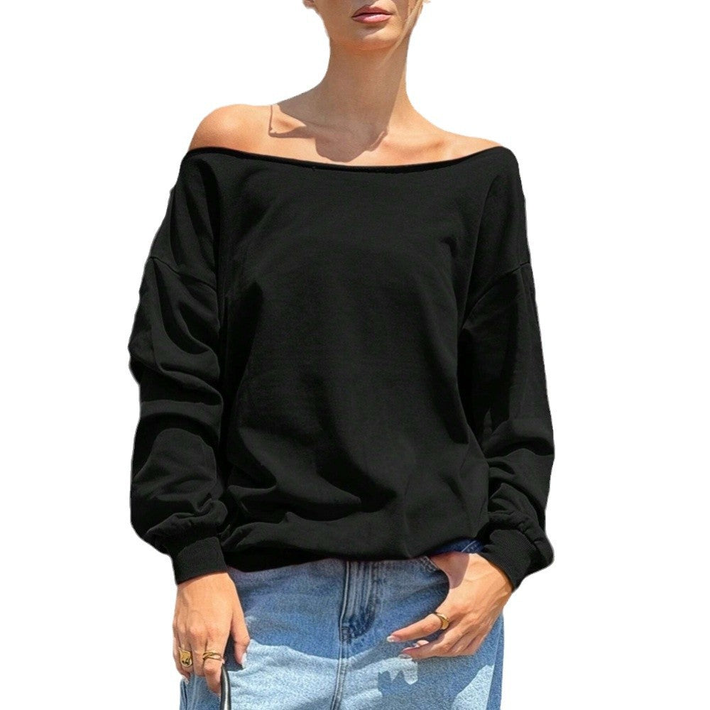Damen Oversized Sweatshirt Elastisch V-Ausschnitt Norvielle