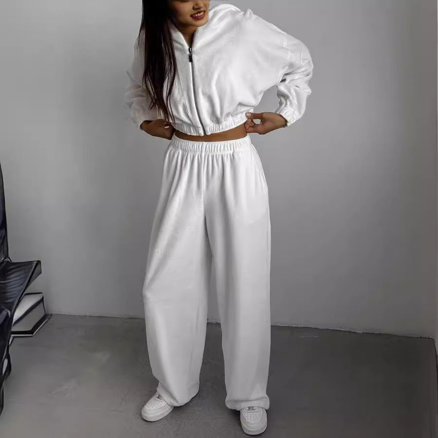 Damen Fleece-Sportanzug Hochgeschlossen Elastisch Norvielle