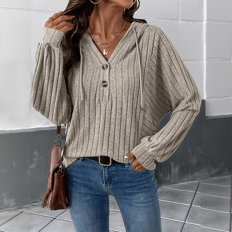 Damen Kapuzenpullover Strukturiertes Rippenmuster Norvielle - Norvielle