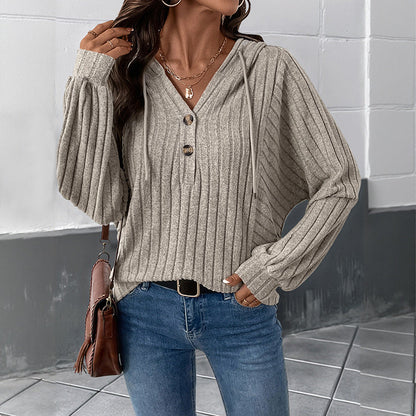 Damen Kapuzenpullover Strukturiertes Rippenmuster Norvielle - Norvielle