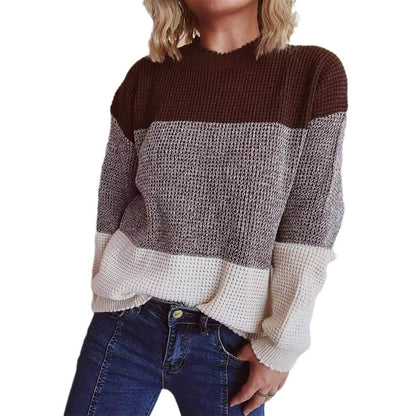 Damen Strickpullover Lässig Großes Muster Modern Norvielle