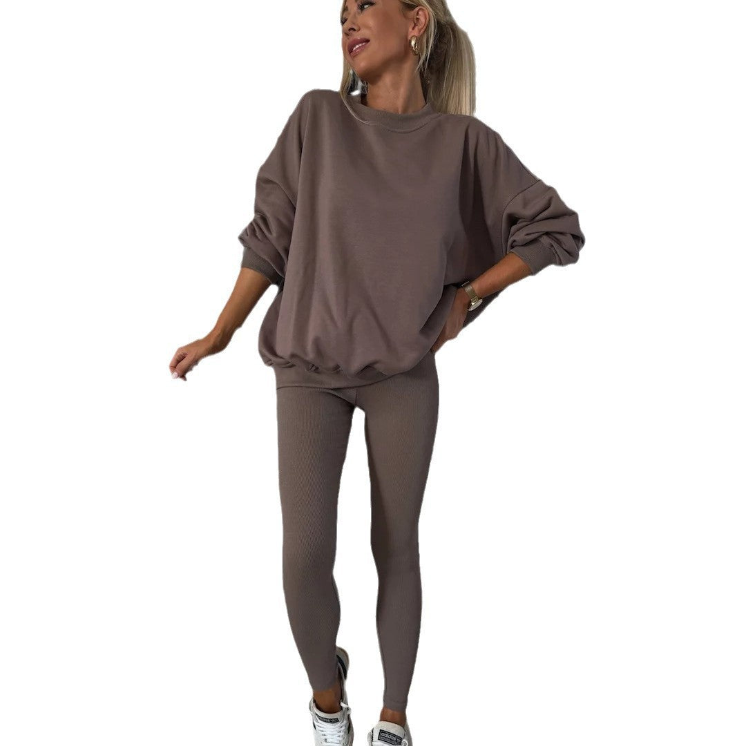 Damen Sweatshirt Lockerer Schnitt Bequeme Leggings