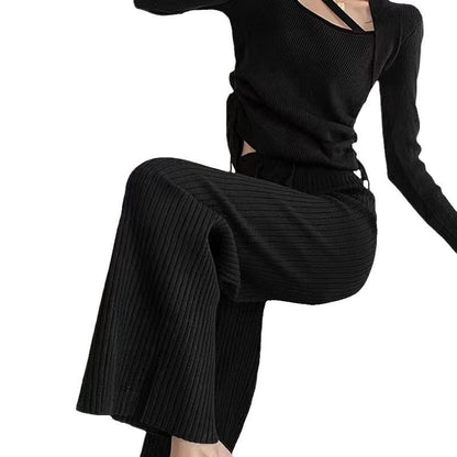 Damen Pullover V-Ausschnitt Rippstruktur Norvielle