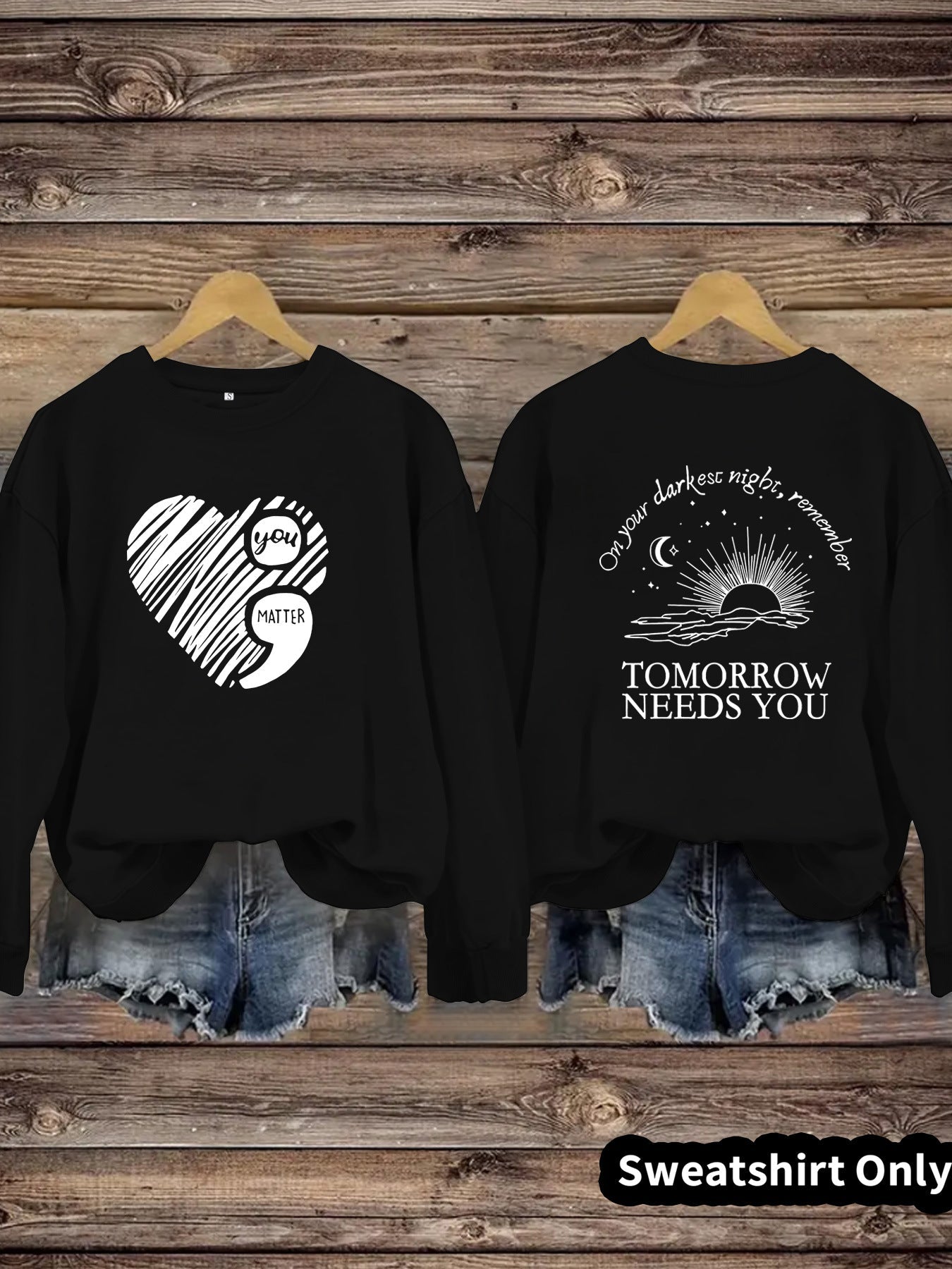 Damen Sweatshirt Großes Herzmotiv Norvielle