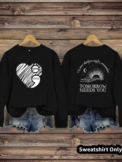 Damen Sweatshirt Großes Herzmotiv Norvielle