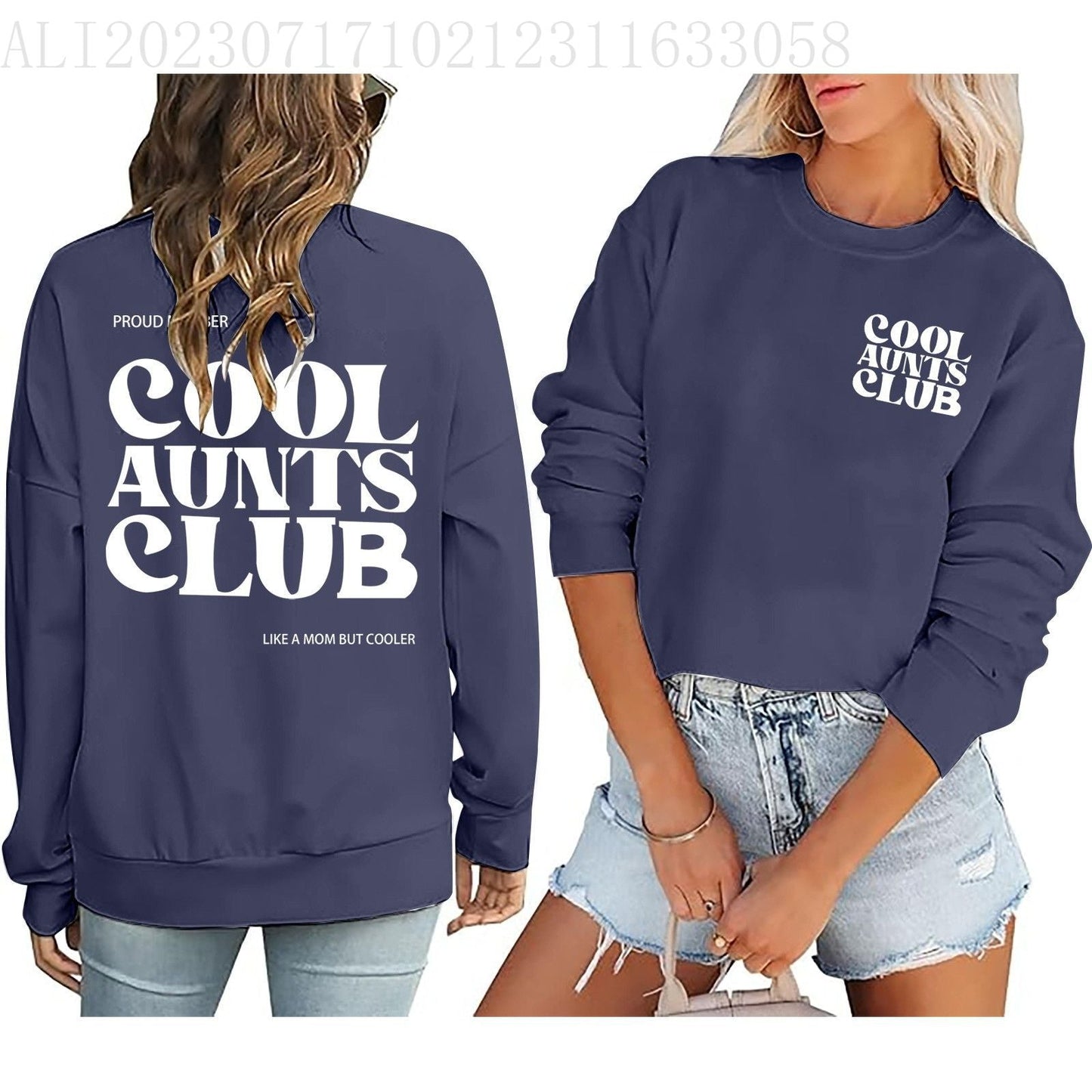 Damen Sweatshirt Club-Motiv Norvielle Baumwolle