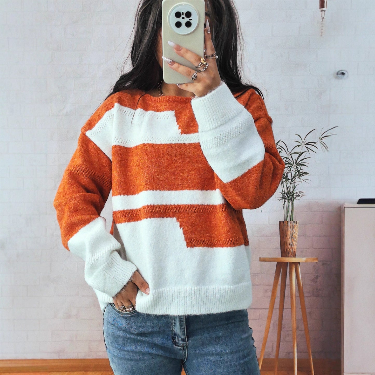 Damen Strickpullover Blockstreifen Norvielle