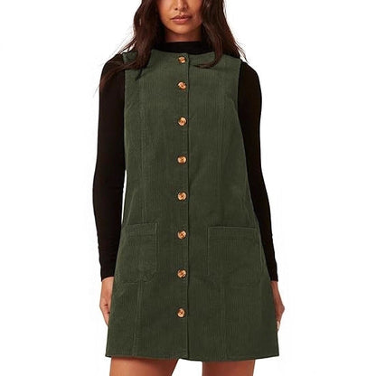 Damen Cordkleid Knielang Mit Taschen Norvielle