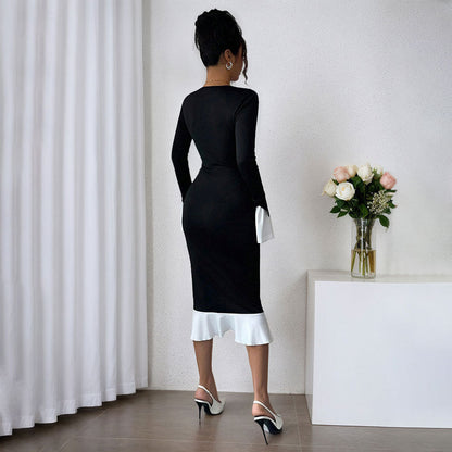 Damen Kleid Rüschendetails Weite Ärmel Norvielle