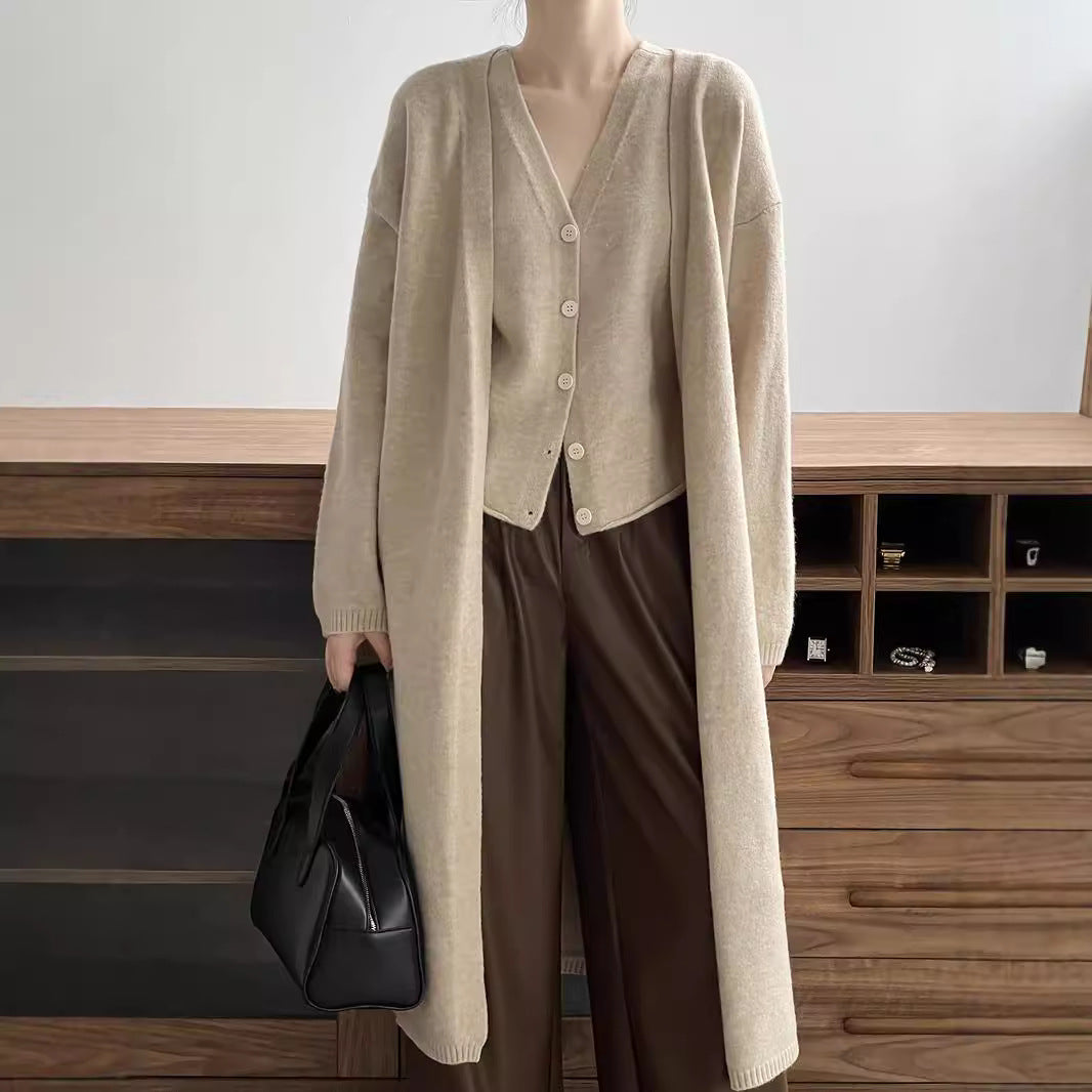 Damen Strickensemble V-Ausschnitt Knopf Norvielle - Norvielle