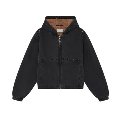 Damen Jeansjacke Kapuze Taschen Norvielle