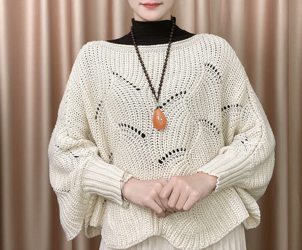 Damen Strickpullover Luftiger Look Lochmuster Norvielle