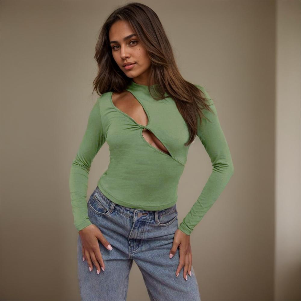 Damen Langarmoberteil Figurbetont Cut-Out-Design Norvielle