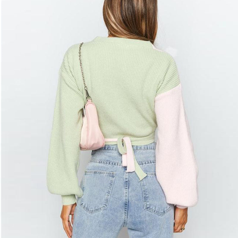 Damen Pullover V-Ausschnitt Strukturierter Look Ärmel Norvielle