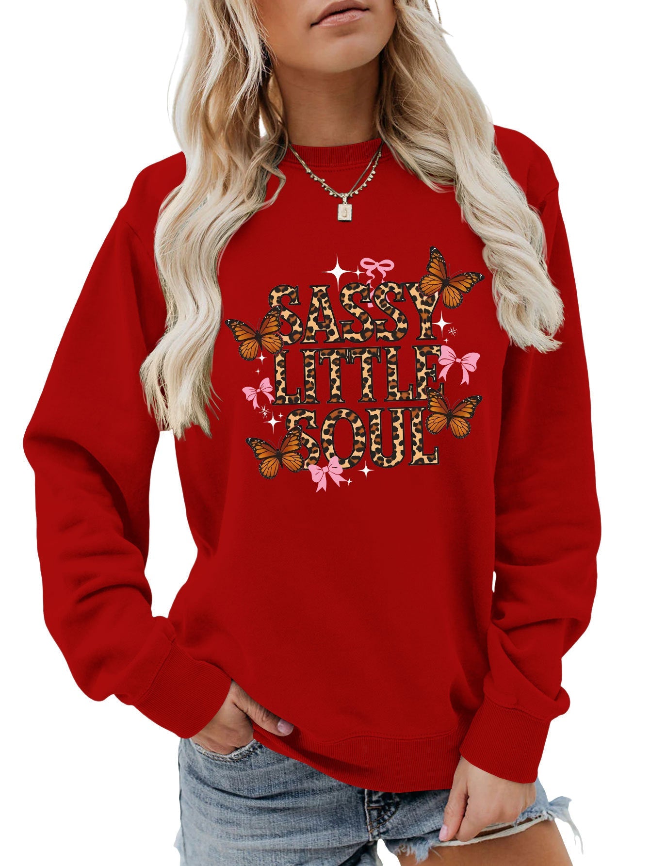 Damen Sweatshirt Schmetterlingsdesign Baumwolle Norvielle