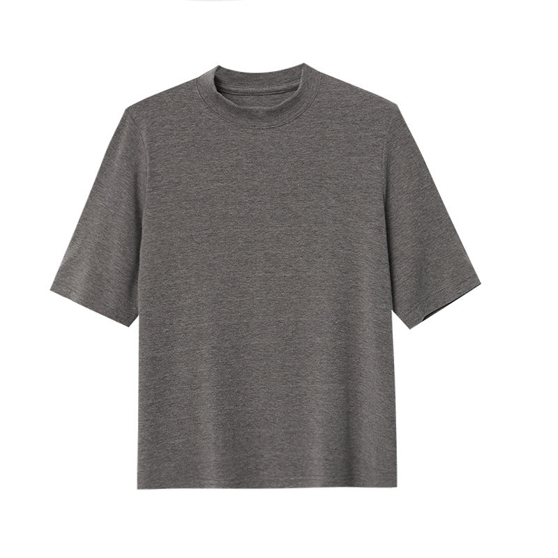 Damen Kurzarm T-Shirt Hochkragen Norvielle