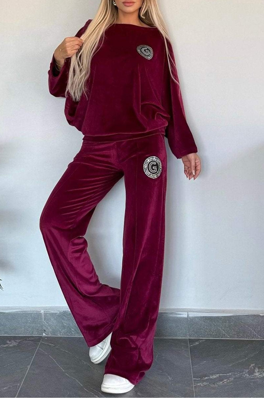 Damen Casual Velvet Loungewear-Set Weich Norvielle