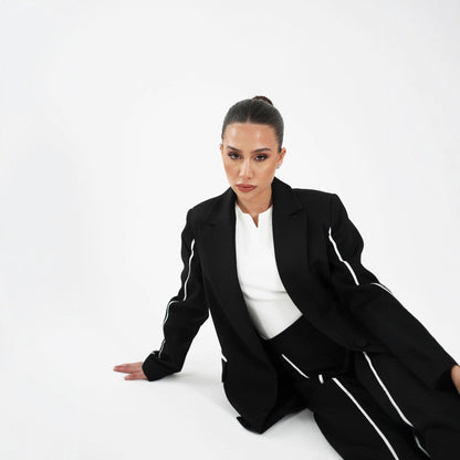Damen Blazer-Anzug Kontrastdetails Norvielle