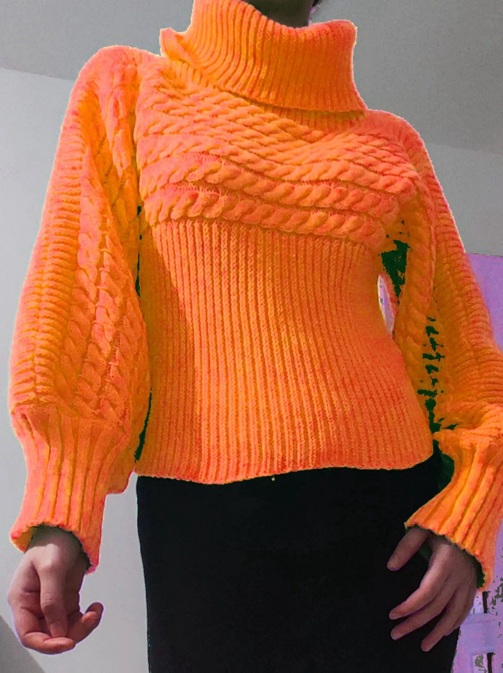 Damen Strickpullover Rollkragen Strukturiert Norvielle