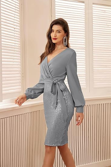 Damen Wickelkleid Glitzerdetails Norvielle
