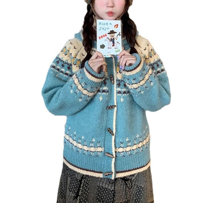 Damen Kapuzenpullover Folklore Muster Norvielle