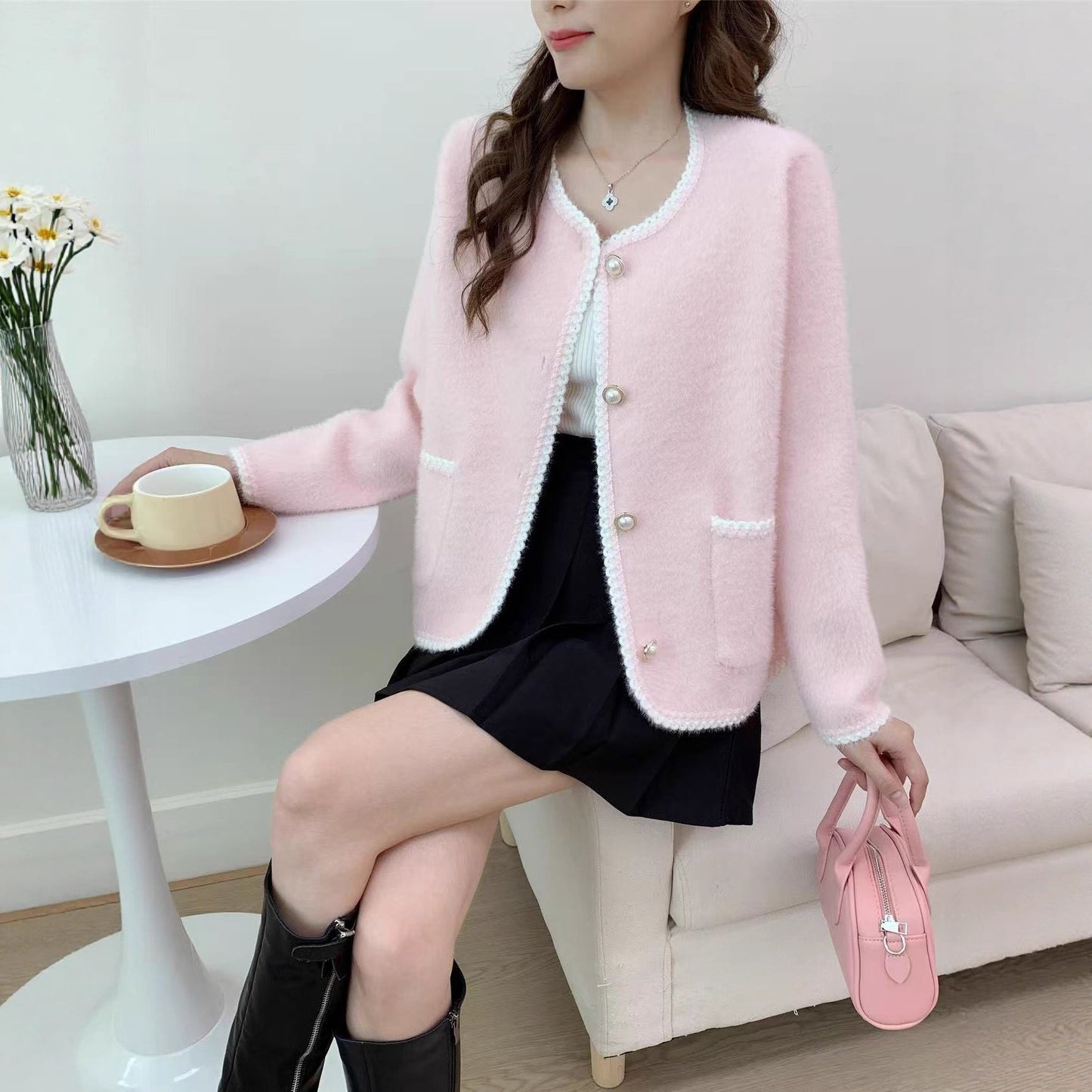 Damen Strickjacke mit Knöpfen und Taschen Norvielle